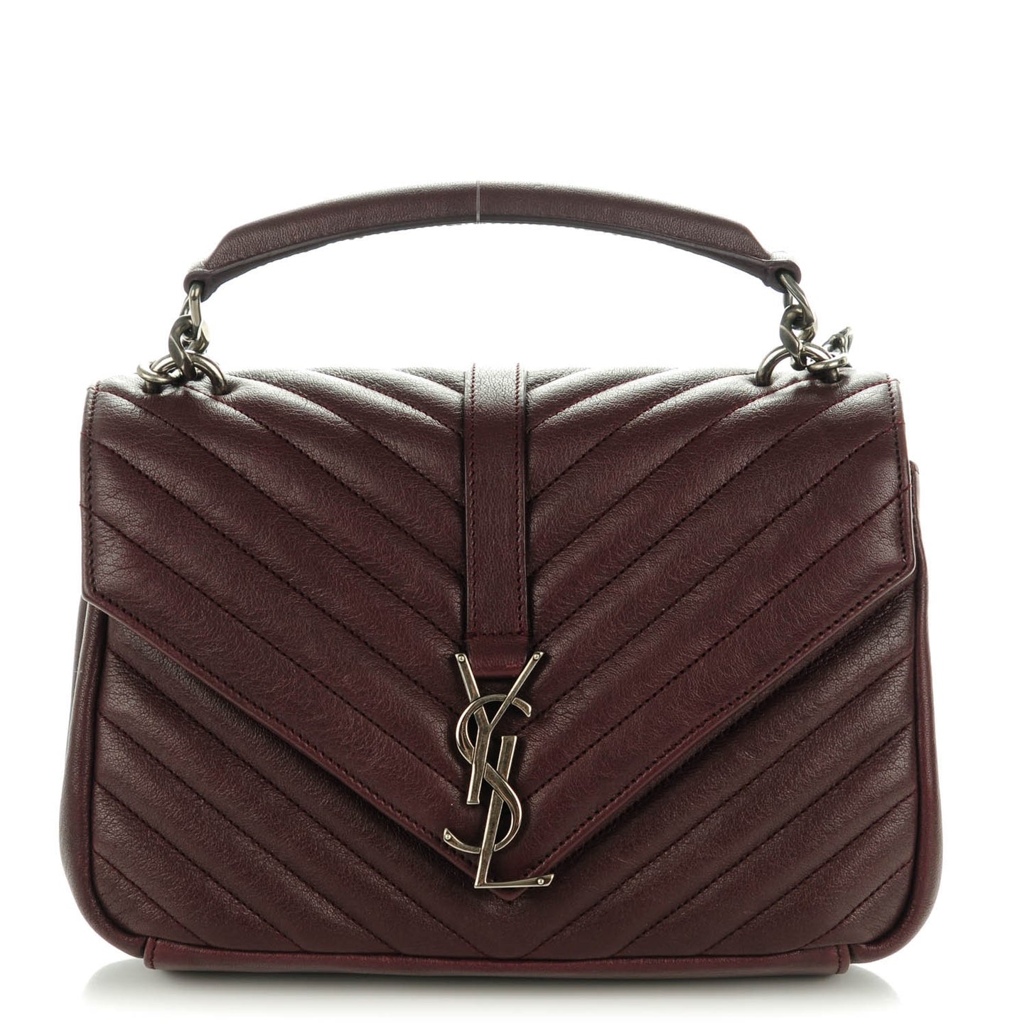 Sheepskin Matelasse Chevron Monogram Medium College Bag Amaranto