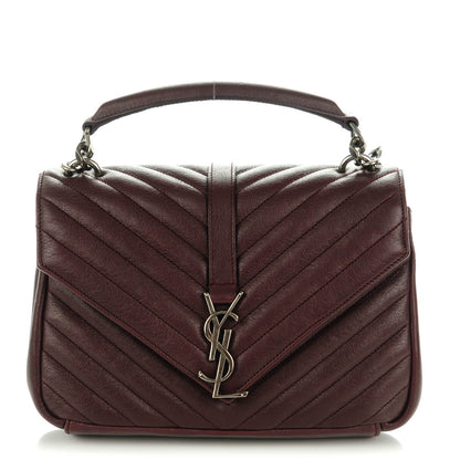 Saint Laurent Sheepskin Matelasse Chevron Monogram Medium College Bag Amaranto 1 of 7