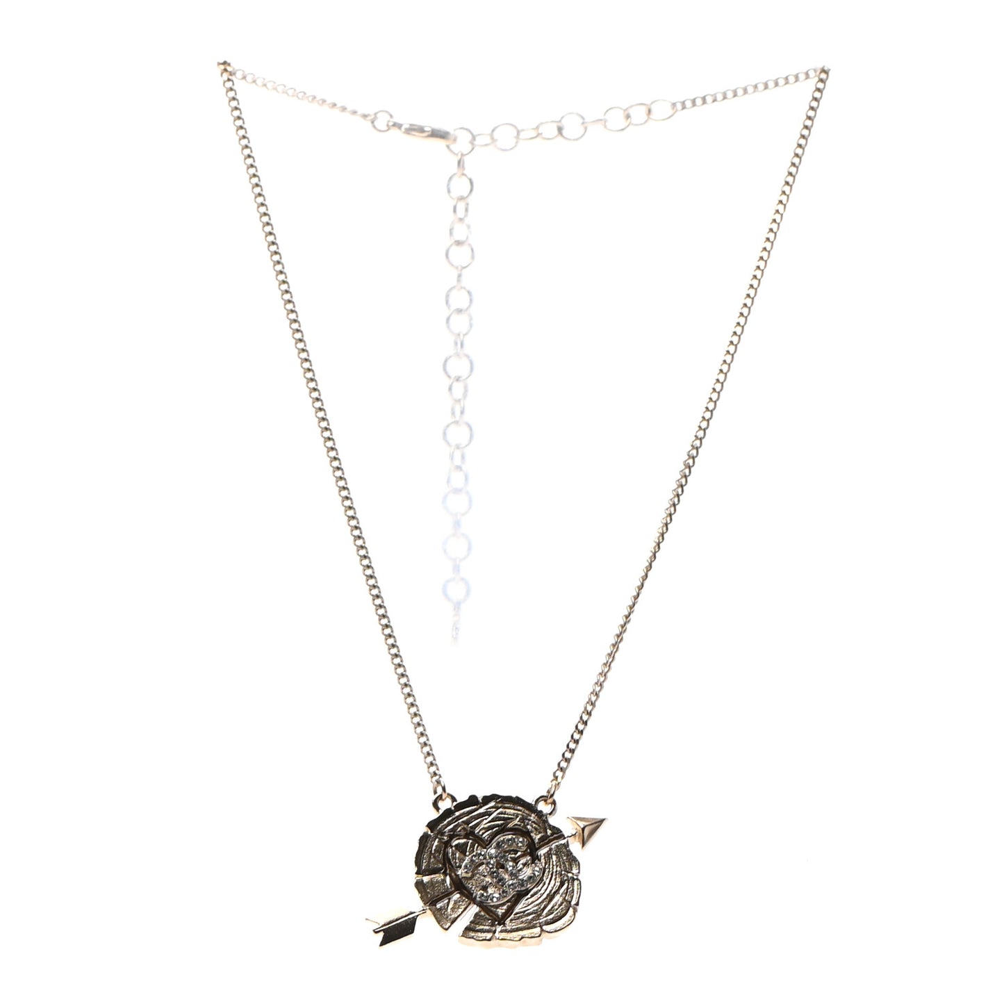 Crystal Heart Arrow Short Necklace Gold