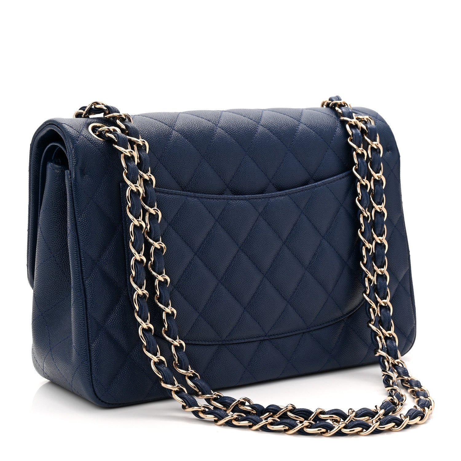 Chanel Caviar Quilted Jumbo Double Flap Navy Blue 3 of 11
