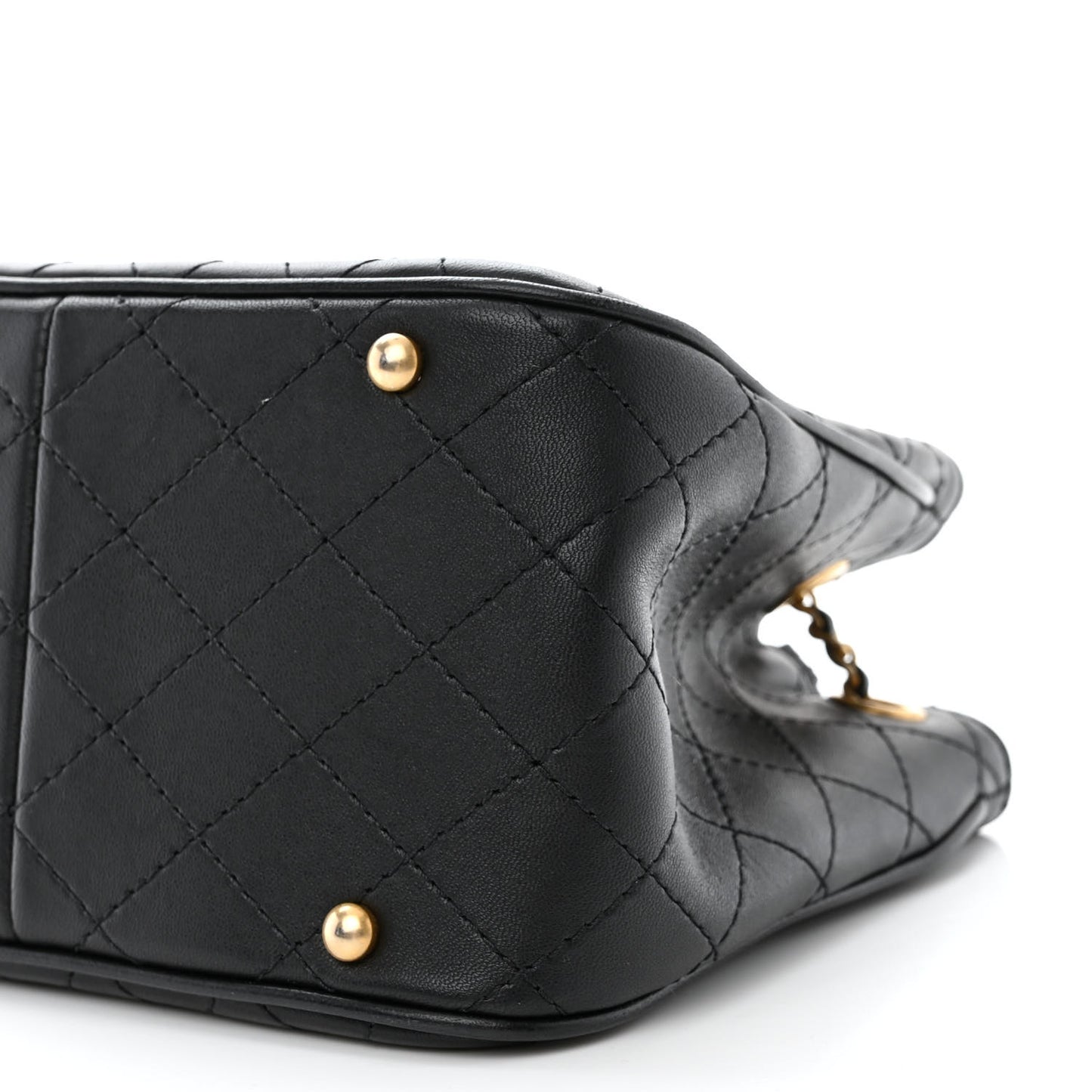 Calfskin Stitched Small Egyptian Amulet Drawstring Bag Black