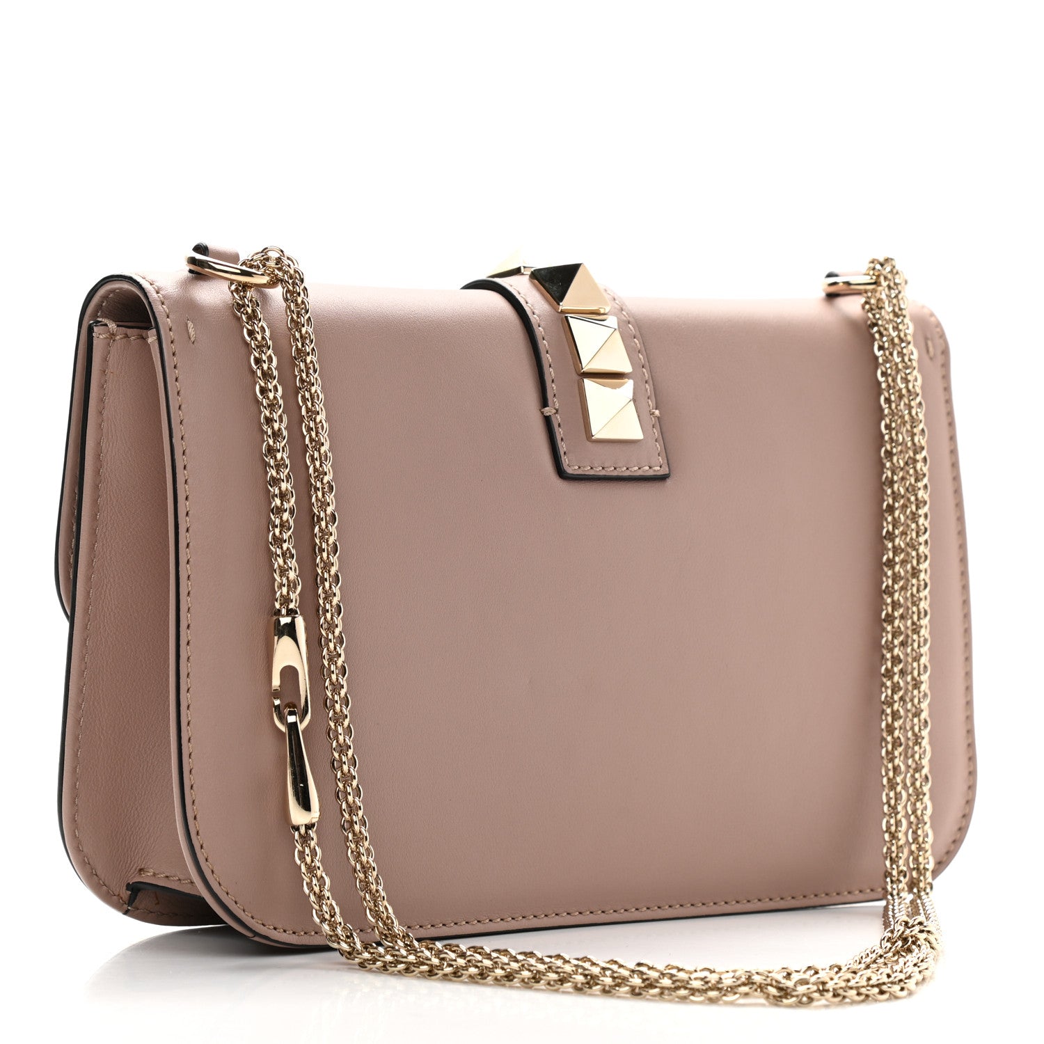 Valentino Garavani Vitello Medium Glam Lock Rockstud Flap Poudre 3 of 9