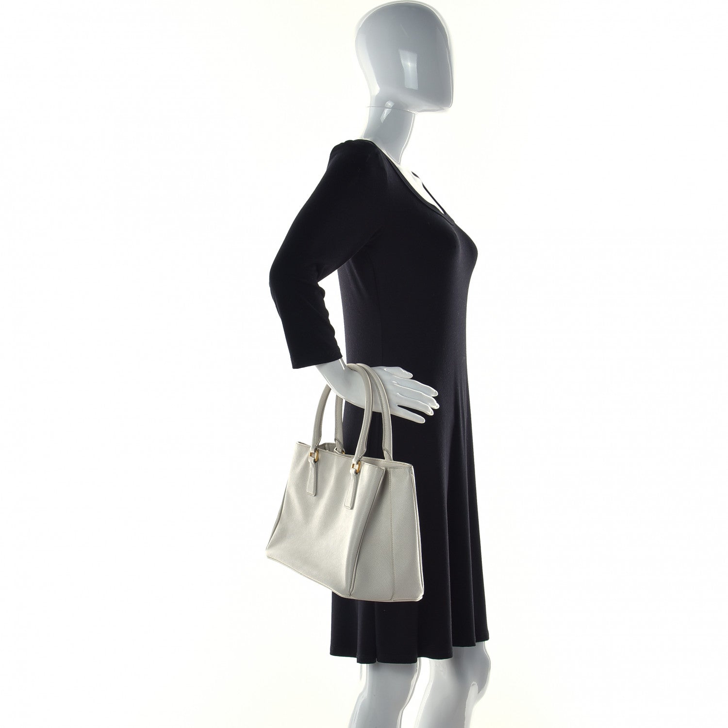 Prada Saffiano Lux Medium Tote Talco 2 of 19