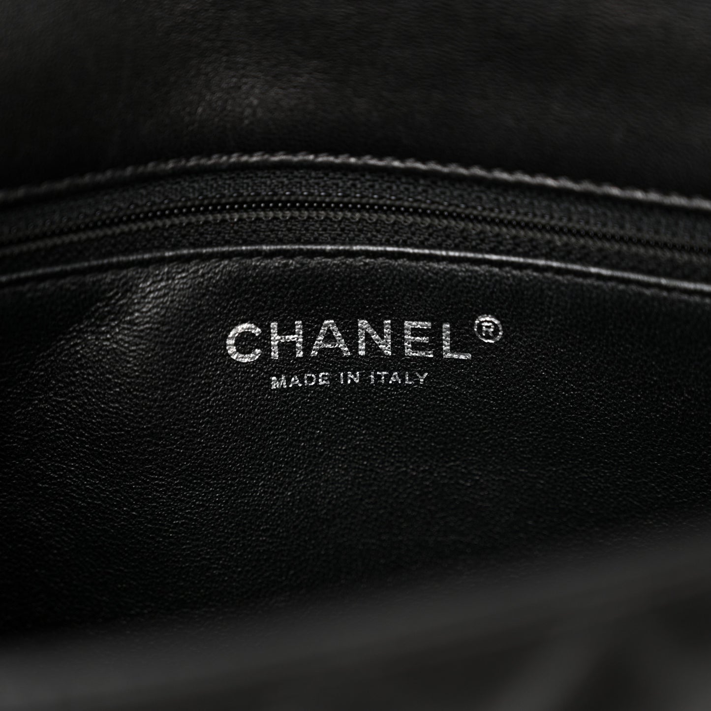 Lambskin Quilted Classic Twist Crescent Flap Black Beige