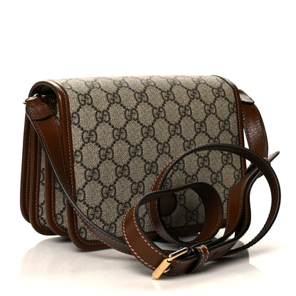Gucci GG Supreme Monogram Azalea Calfskin Mini Retro Interlocking G Flap Shoulder Bag Beige Ebony Brown Sugar 3 of 11