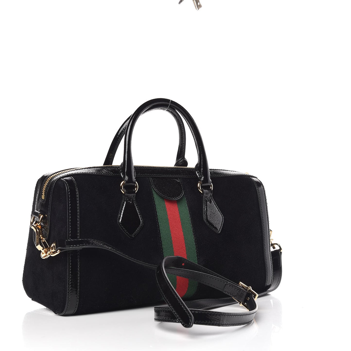 Suede Patent GG Web Medium Ophidia Boston Black
