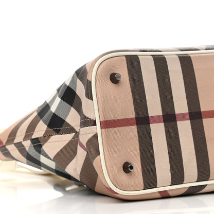 Burberry Nova Check Patent Trim Shopper Tote White 9 of 17