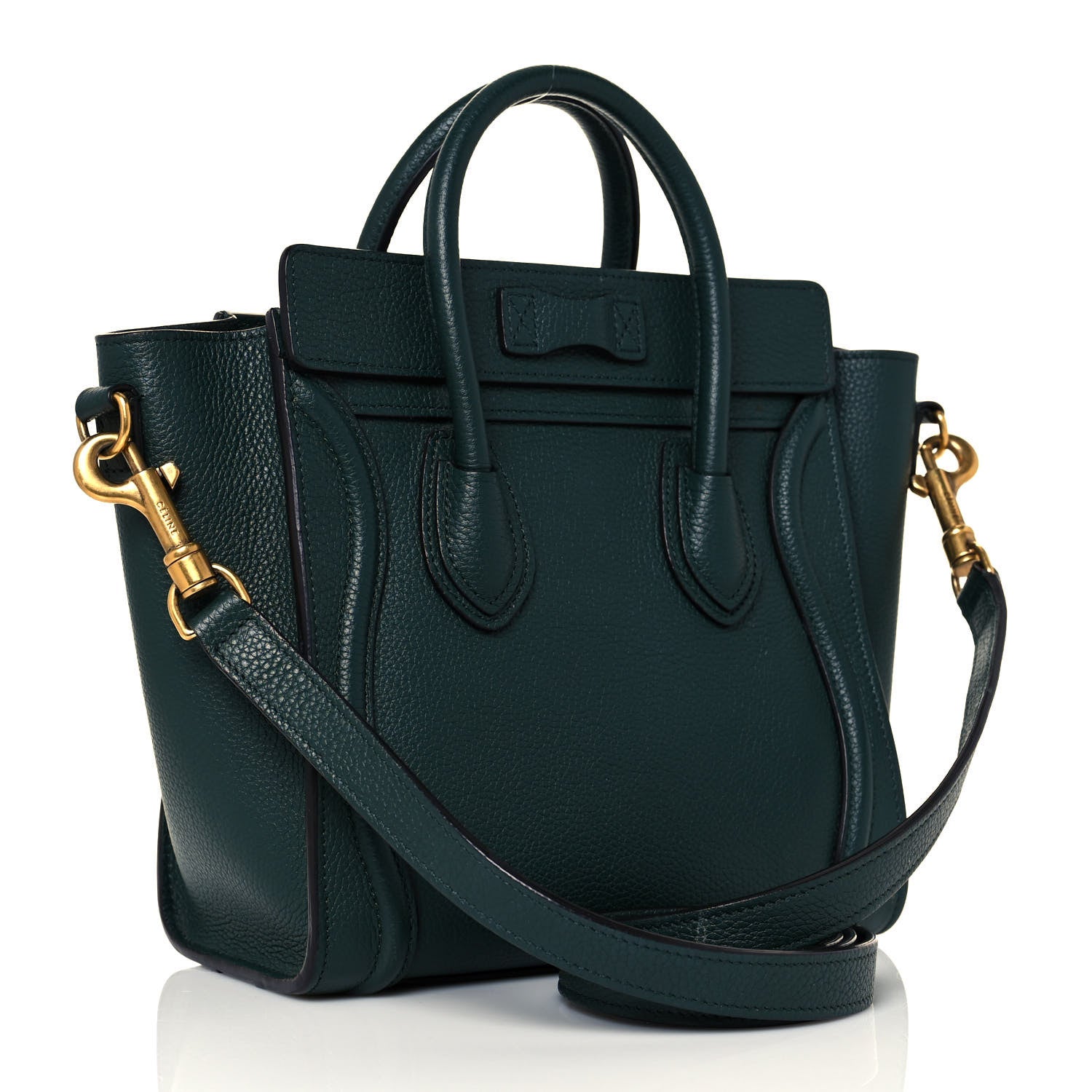 Celine Drummed Calfskin Nano Luggage Amazone 3 of 15