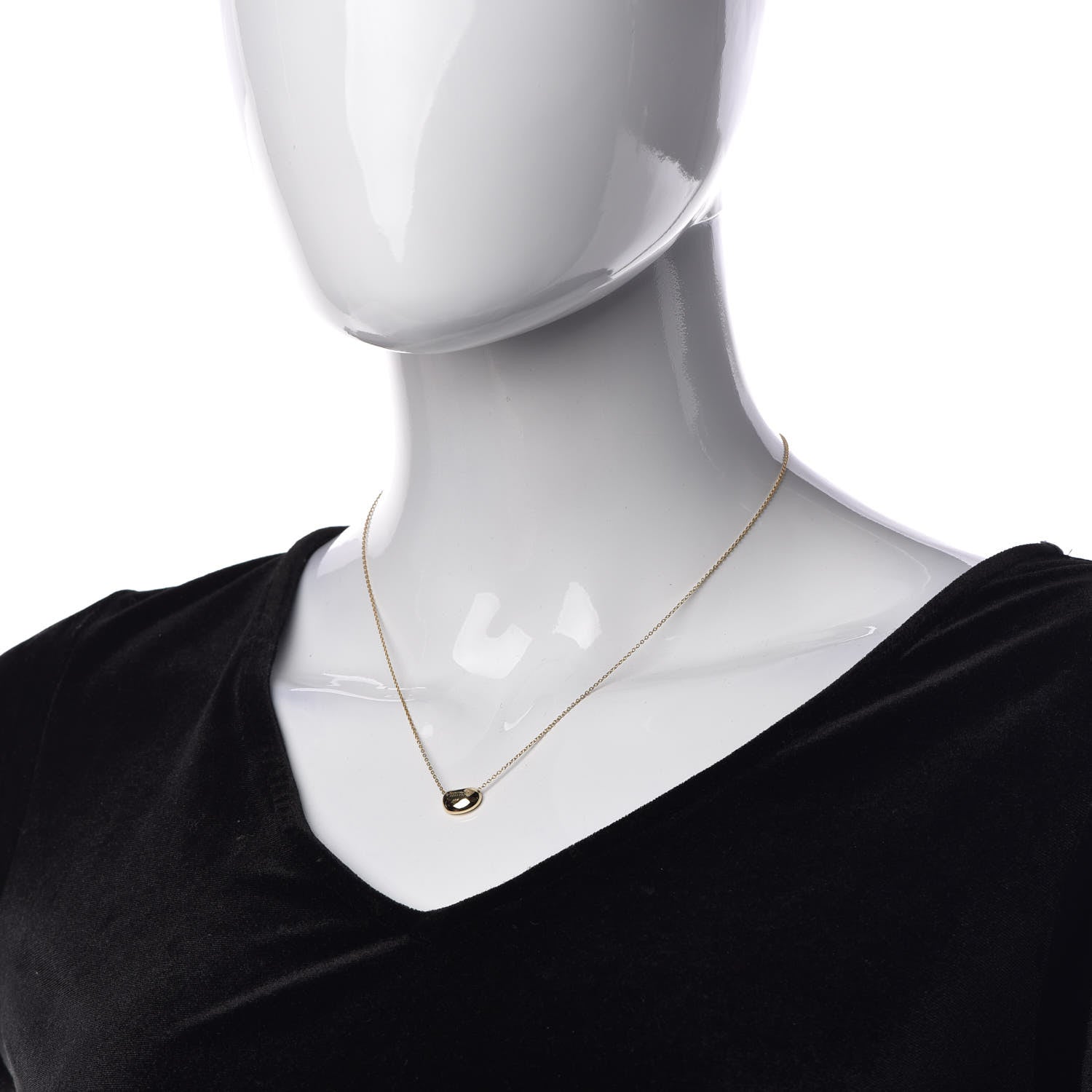Tiffany 18K Yellow Gold 11mm Elsa Peretti Bean Pendant Necklace 2 of 6
