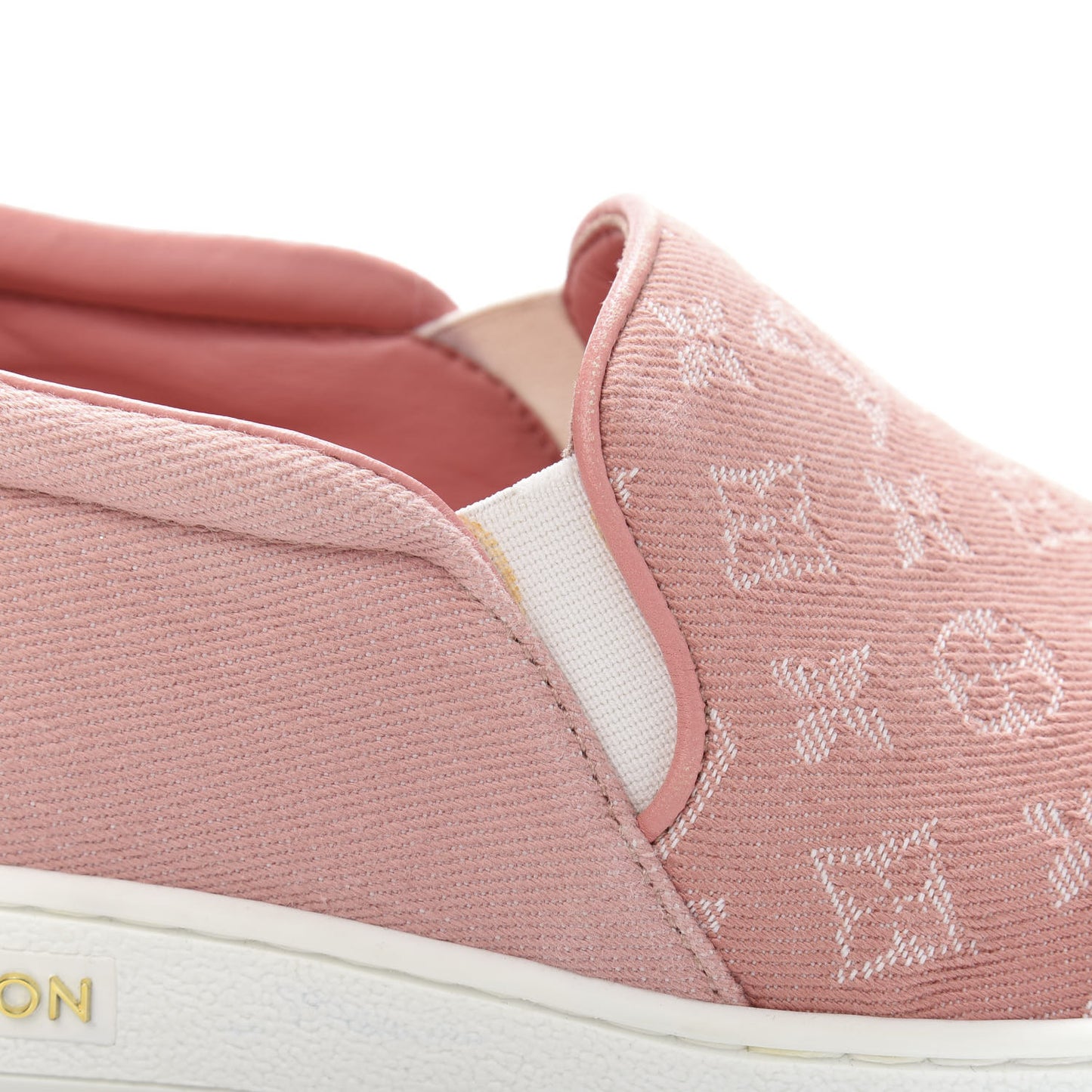 Monogram Denim Trocadero Slip On Sneakers 35 Pink