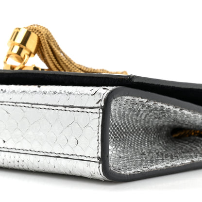 Saint Laurent Metallic Snakeskin Small Classic Monogram Kate Tassel Satchel Silver 6 of 12