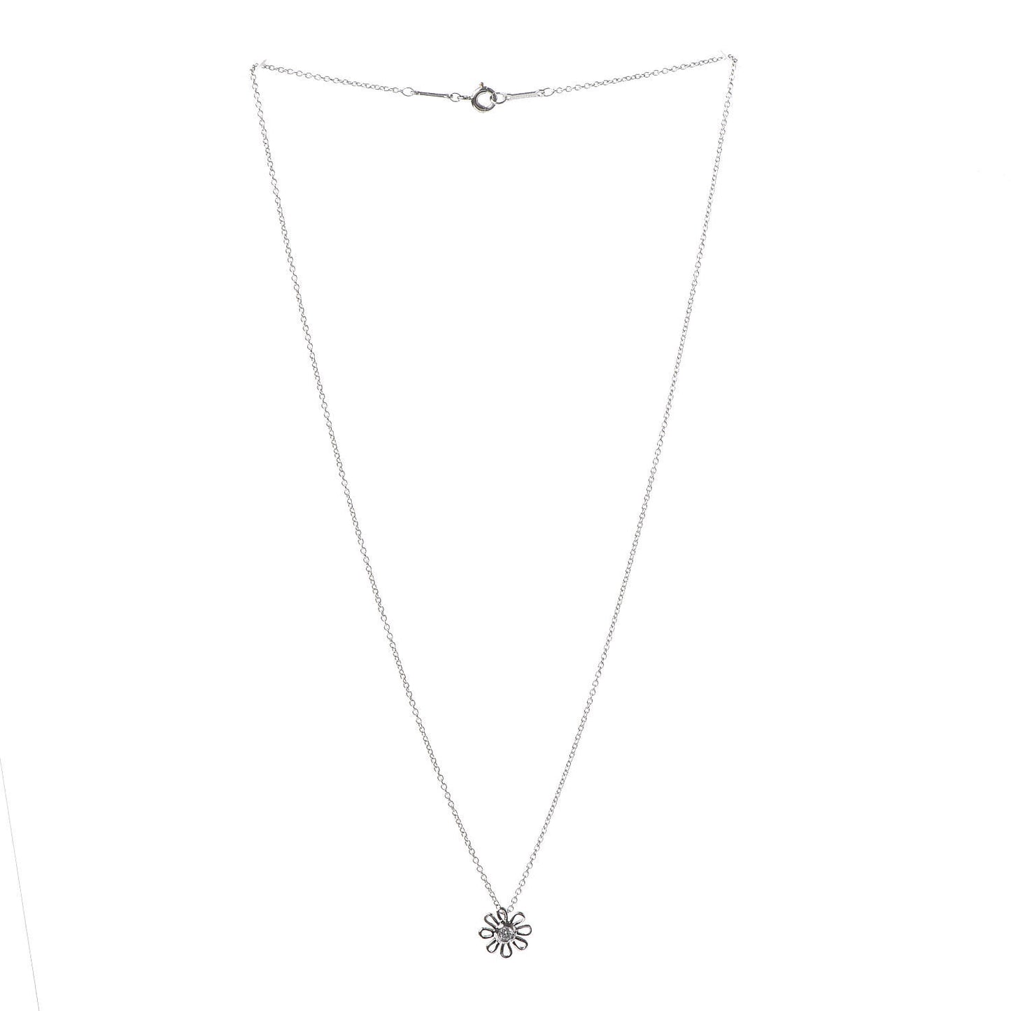 Platinum Diamond Daisy Pendant Necklace