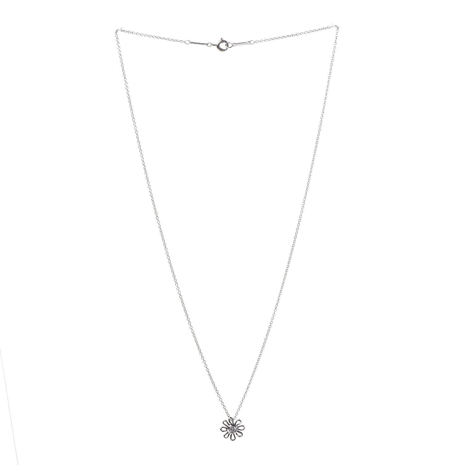 Tiffany Platinum Diamond Daisy Pendant Necklace 3 of 7