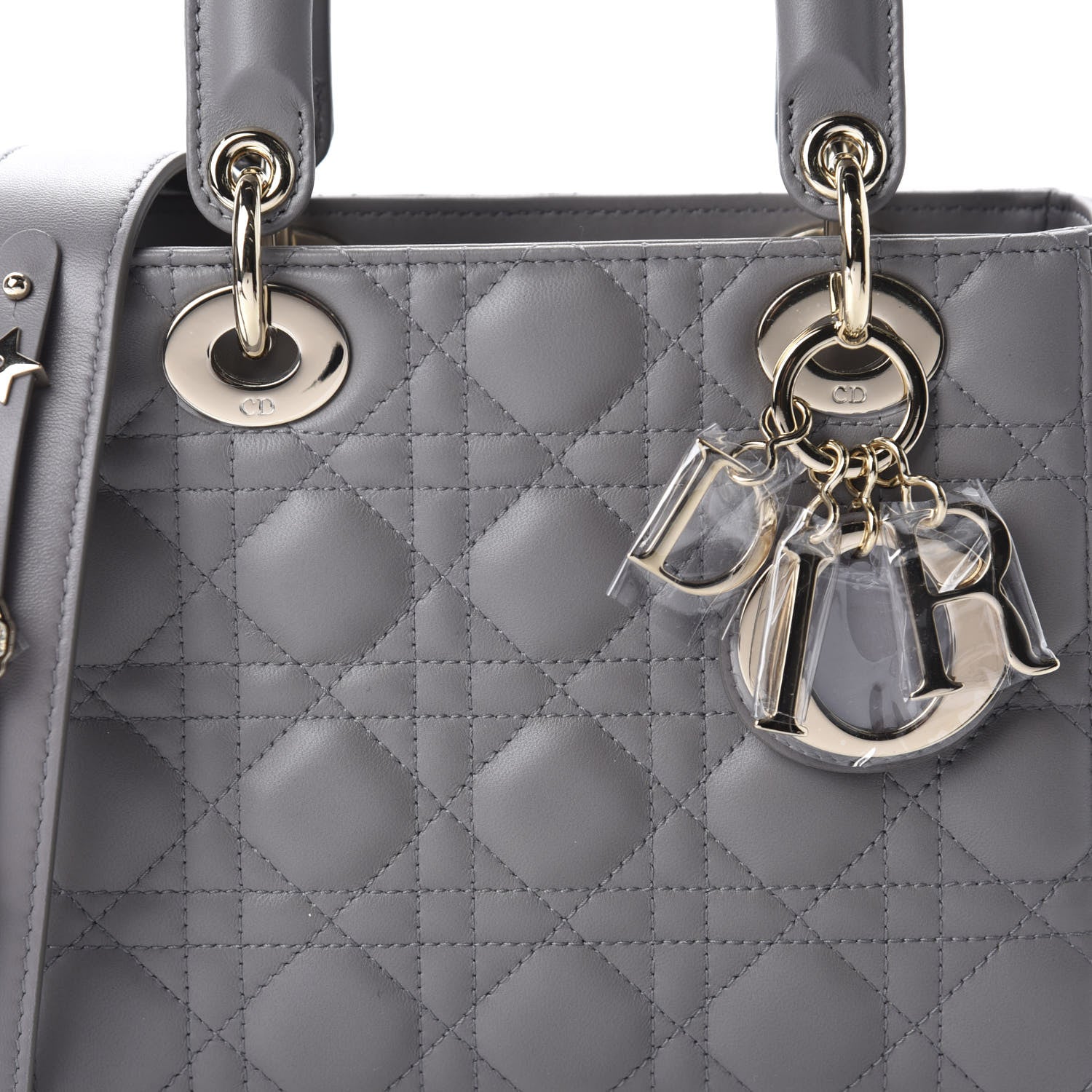 Christian Dior Lambskin Cannage Small My ABCDior Lady Dior Grey 10 of 11