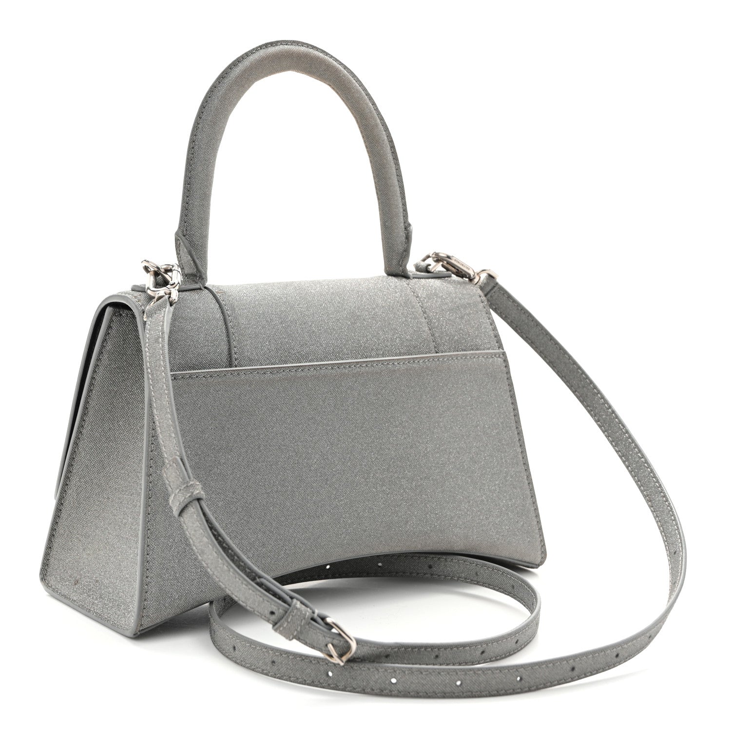 Balenciaga Glitter Fabric Small Hourglass Top Handle Bag Grey 3 of 10