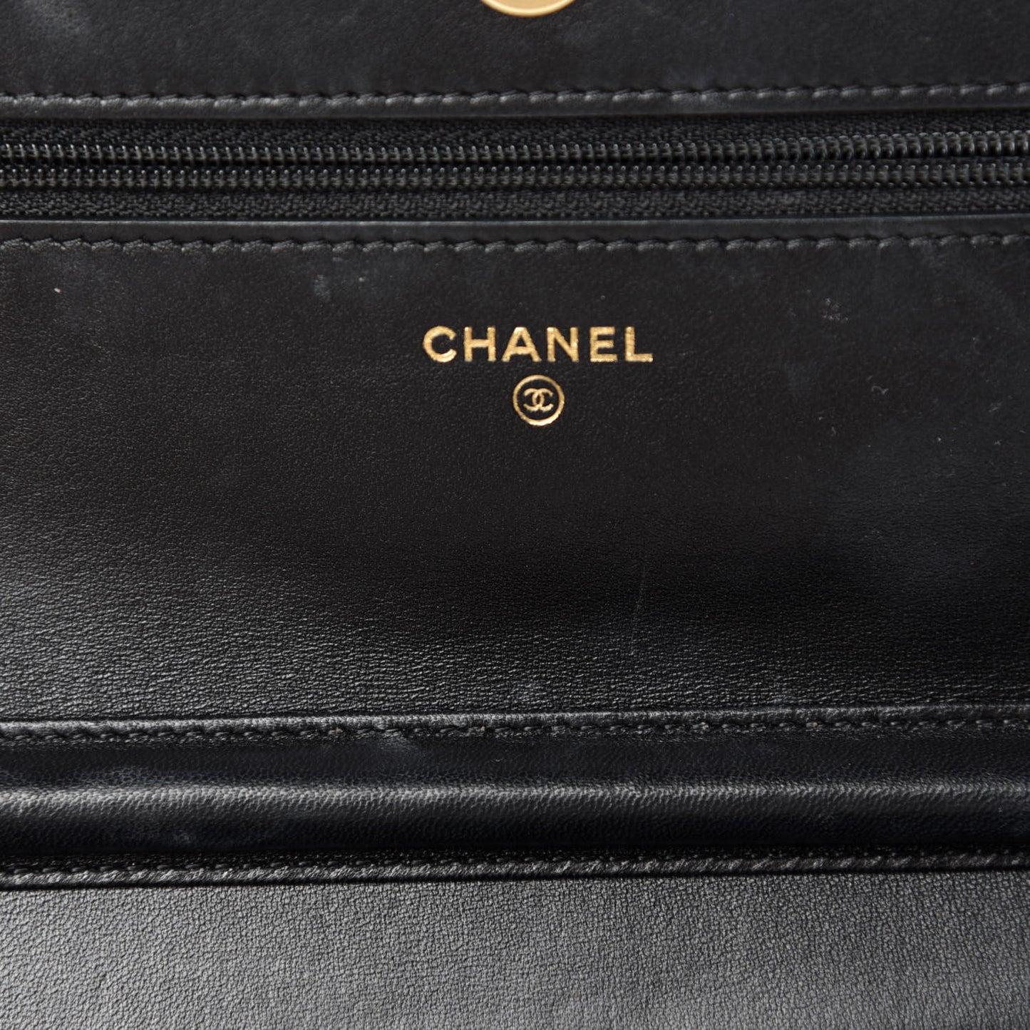 Lambskin Quilted Chain Around Wallet On Chain WOC Black