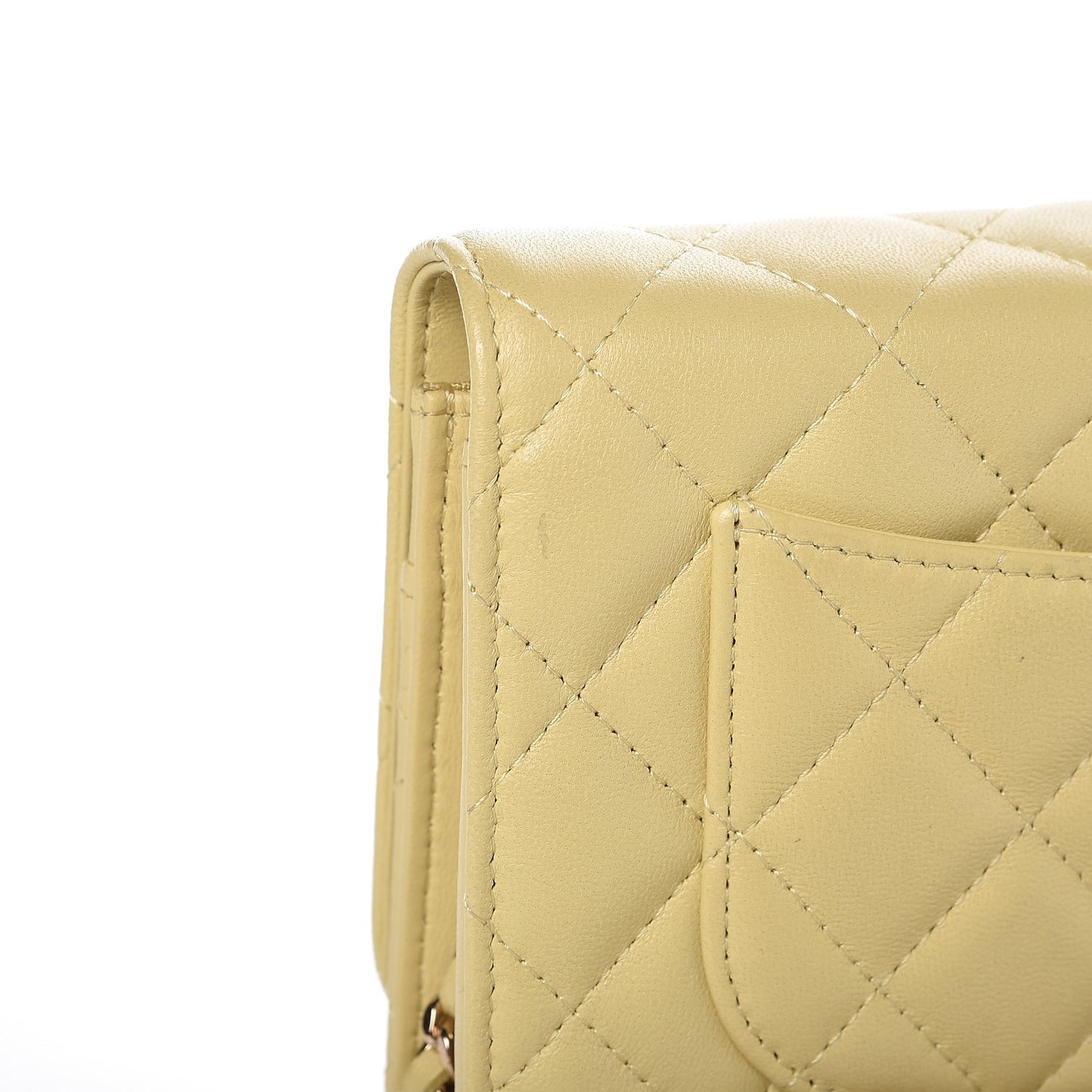 Lambskin Quilted Wallet on Chain WOC Yellow
