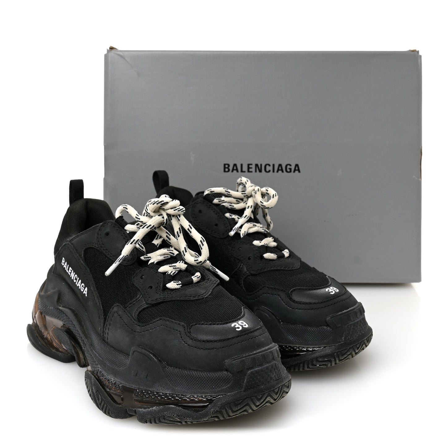 Fabric Mesh Womens Triple S Sneakers 39 Black