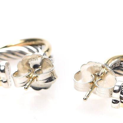 David Yurman Sterling Silver 18K Yellow Gold 17mm Crossover Cable Hoop Earrings 3 of 5