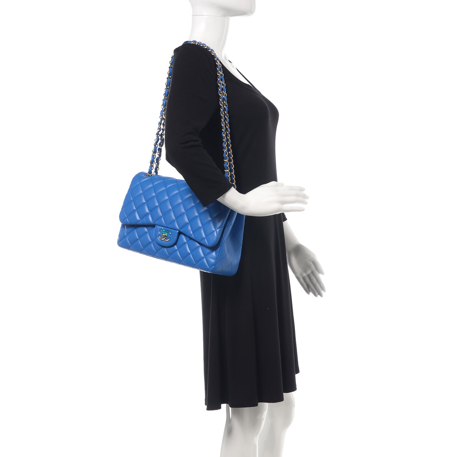 Chanel Lambskin Quilted Jumbo Double Flap Blue 2 of 9