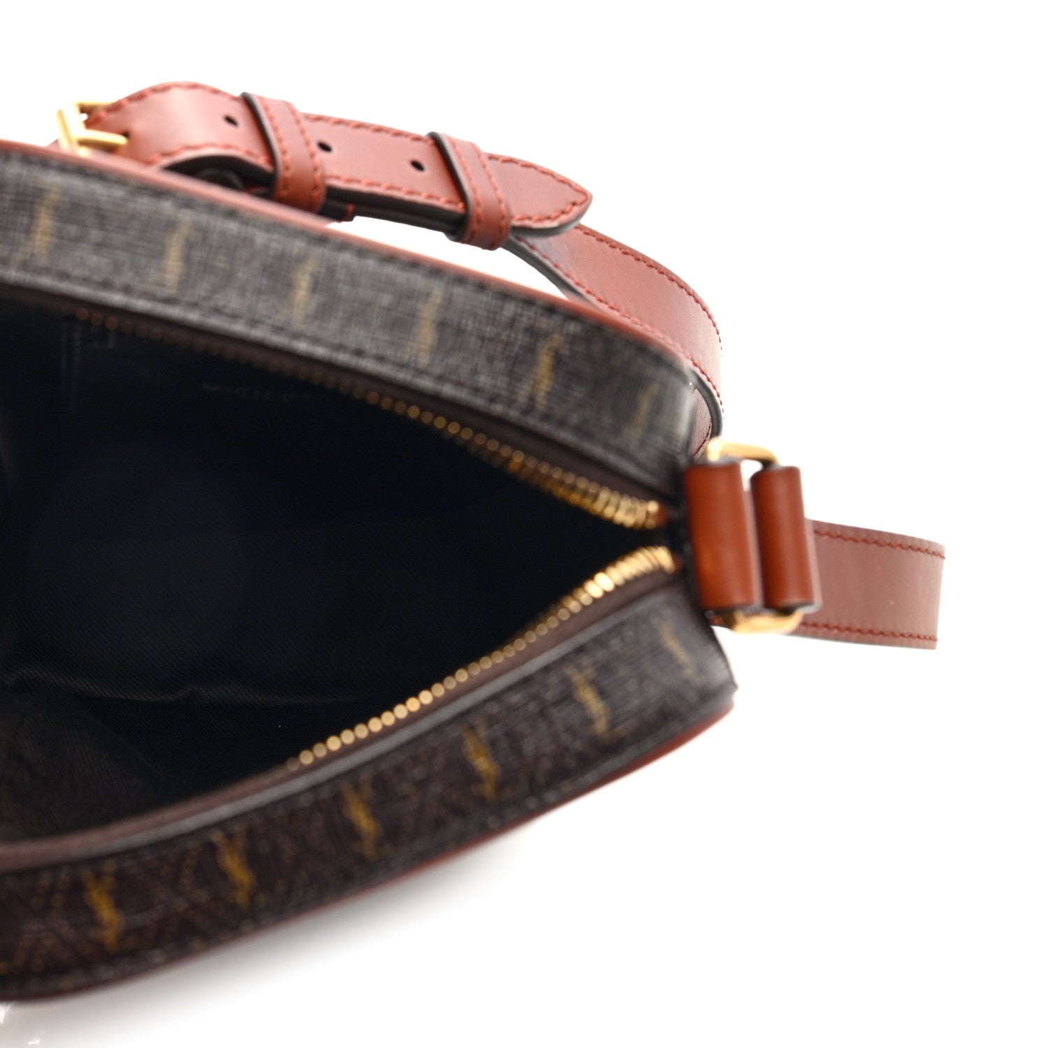 Saint Laurent Canvas Smooth Calfskin Le Monogramme Crossbody Pouch Chestnut 5 of 9