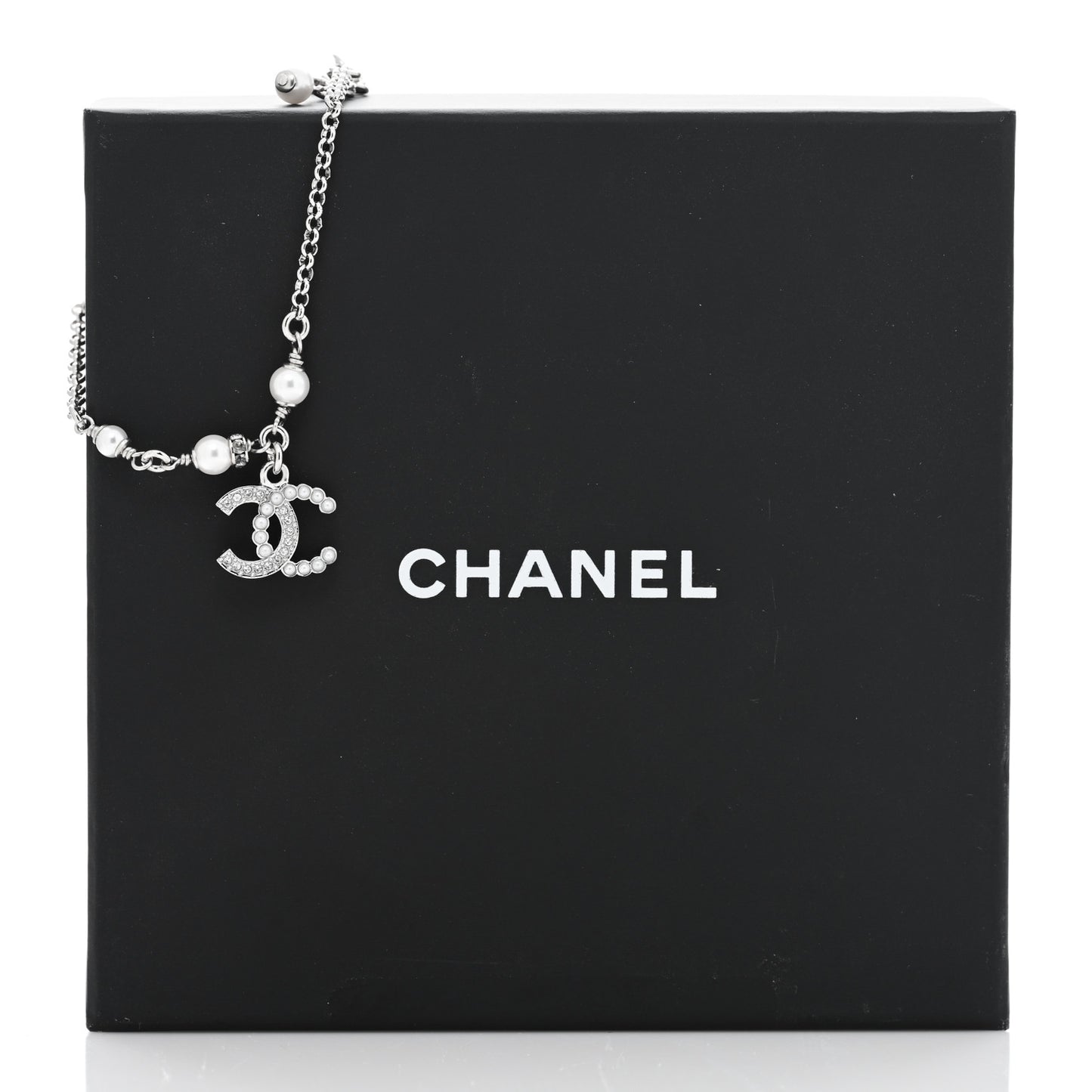 Crystal Pearl CC Bracelet Silver