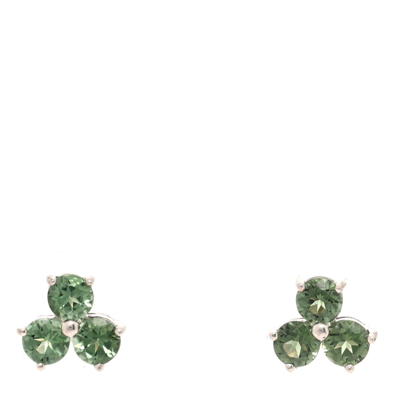 Tiffany 18K White Gold Green Tourmaline Aria Earrings 1 of 4