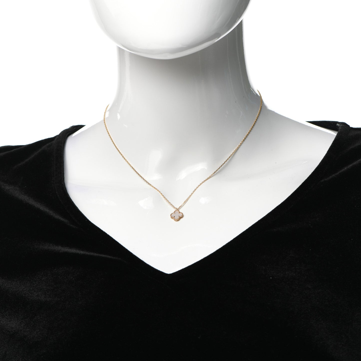 18K Yellow Gold Mother of Pearl Sweet Alhambra Pendant Necklace