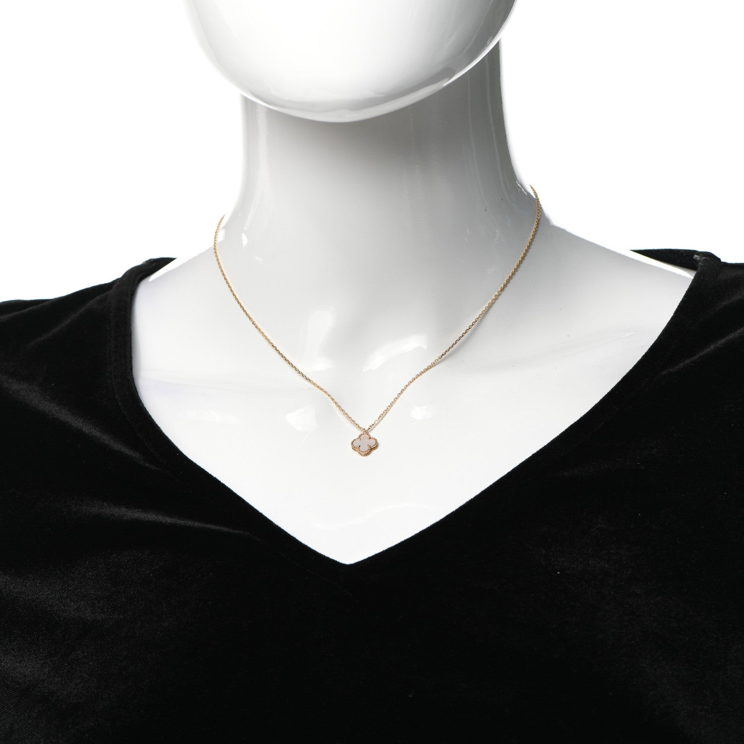 Van Cleef & Arpels 18K Yellow Gold Mother of Pearl Sweet Alhambra Pendant Necklace 2 of 7