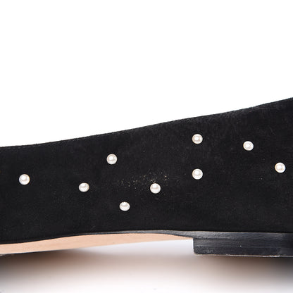 Chanel Suede Pearl Patent CC Cap Toe Ballerina Flats 36 Black 9 of 11