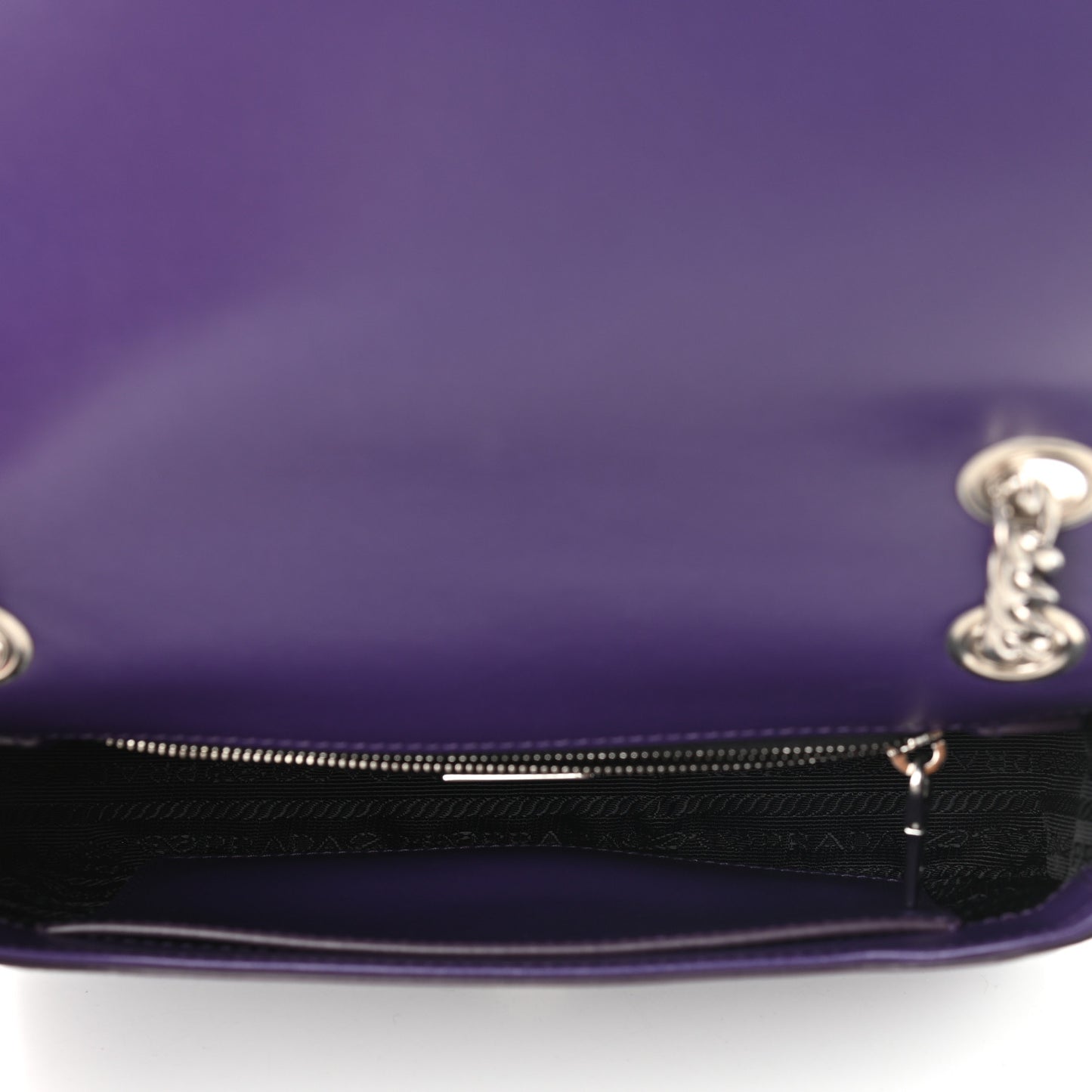 Saffiano Vernice Flap Chain Crossbody Bag Viola