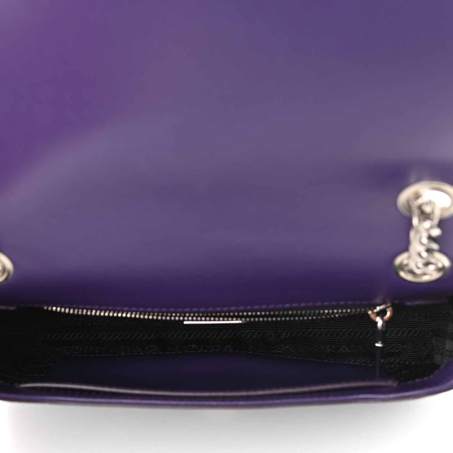 Prada Saffiano Vernice Flap Chain Crossbody Bag Viola 7 of 9