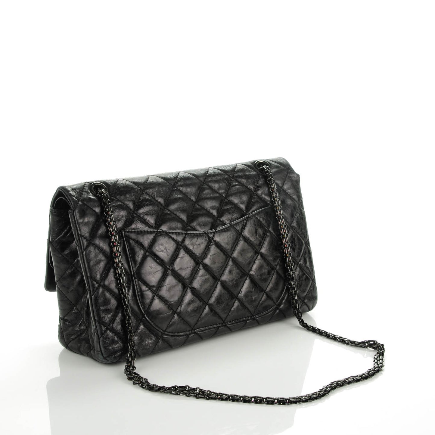 Aged Calfskin Quilted 2.55 Reissue 227 Flap Black