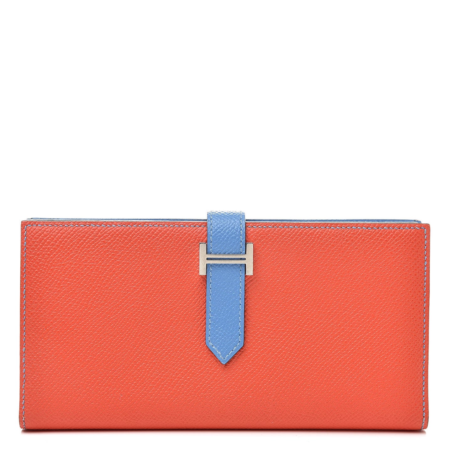 Epsom Bicolor Bearn Gusset Wallet Orange Poppy Bleu Paradis