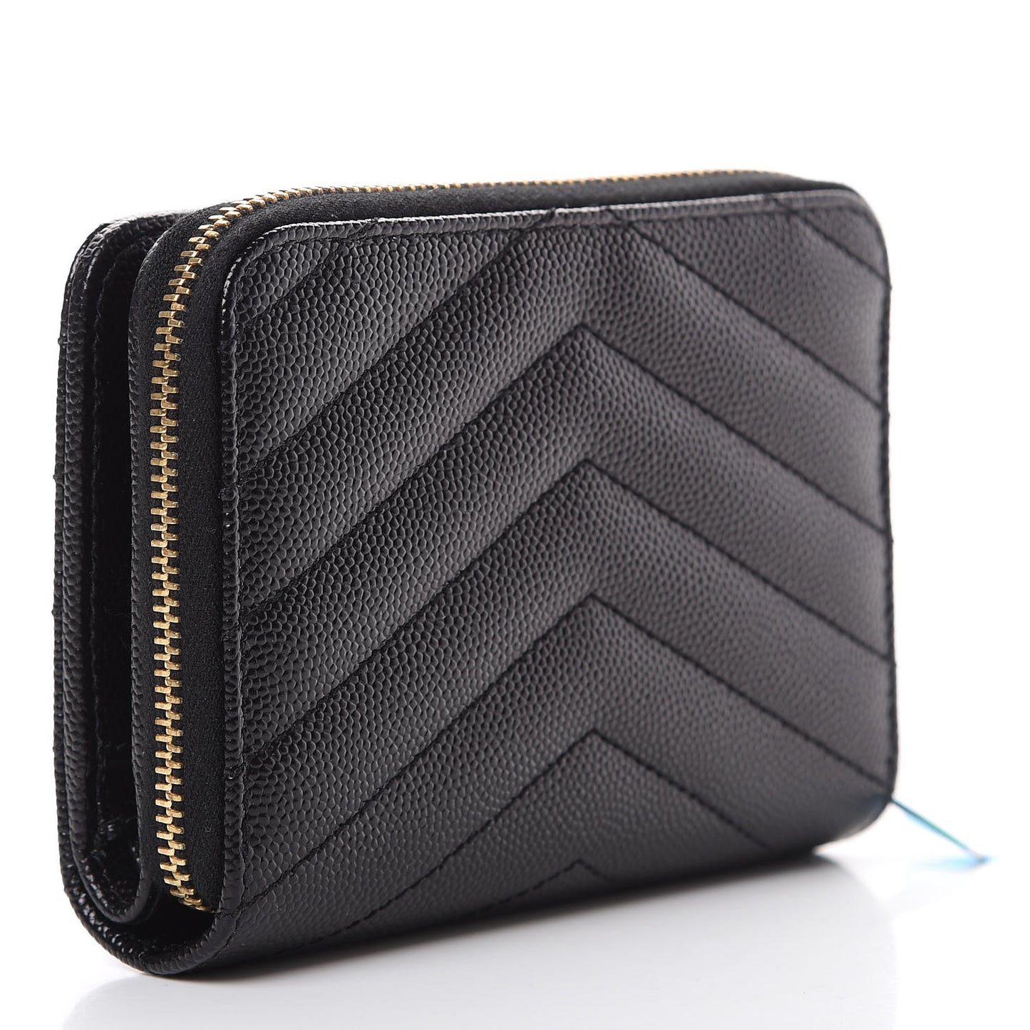 Grain De Poudre Matelasse Chevron Monogram Compact Zip Around Wallet Black
