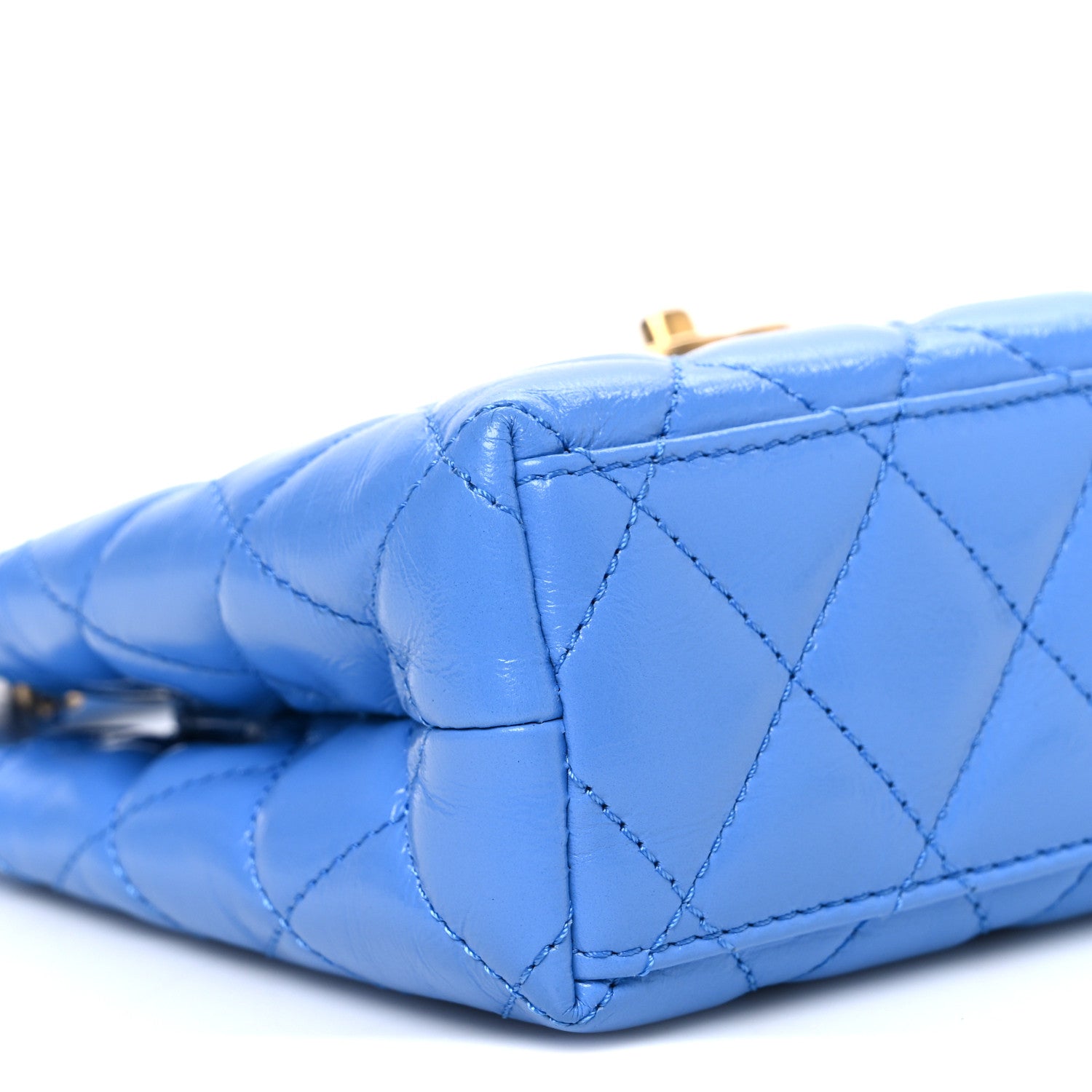 Chanel Shiny Aged Calfskin Quilted Nano Kelly Shopper Blue 9 of 10