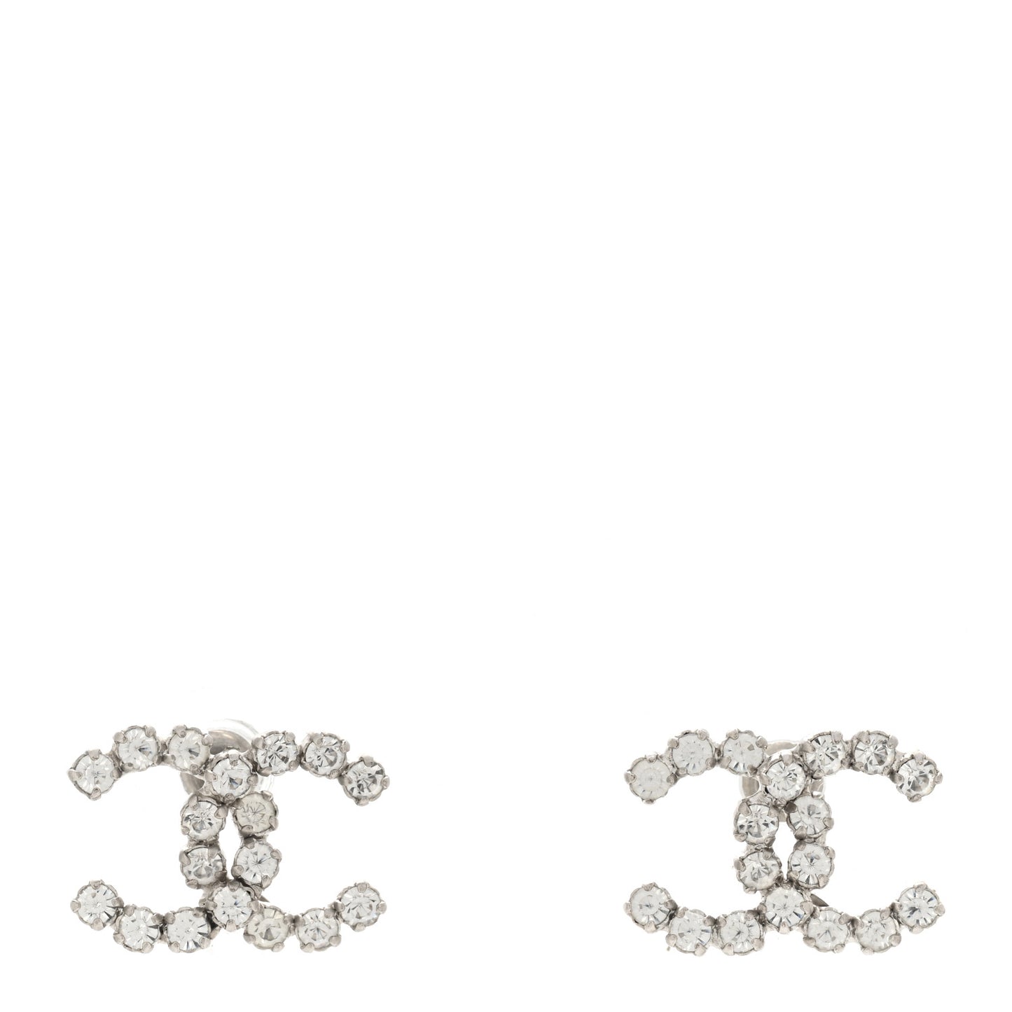 Crystal Large CC Earrings Silver