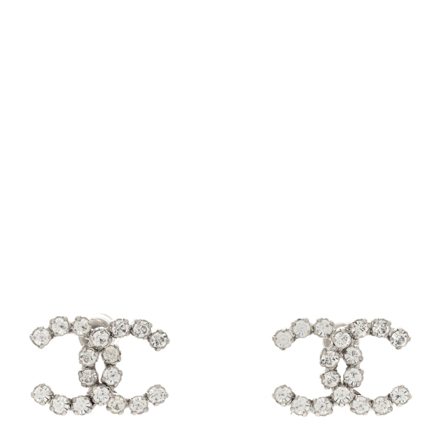 Chanel Crystal Large CC Earrings Silver 1 of 4