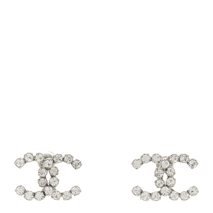 Chanel Crystal Large CC Earrings Silver 1 of 4
