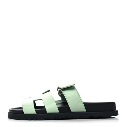 Hermes Epsom Womens Chypre Sandals 37.5 Vert Jade 1 of 8