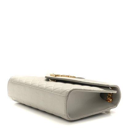 Saint Laurent Grain De Poudre Textured Mixed Matelasse Medium Triquilt Monogram Satchel Crema Soft 11 of 14