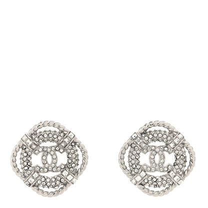 Chanel Crystal CC Lifesaver Earrings Silver 1 of 4