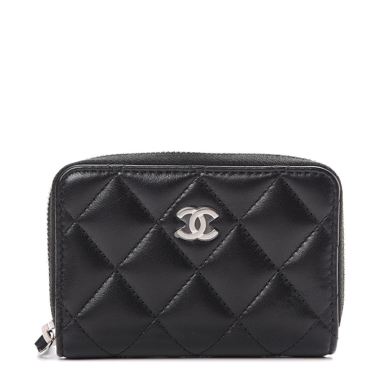 Chanel Lambskin Quilted Zip Coin Purse Black 1 of 8