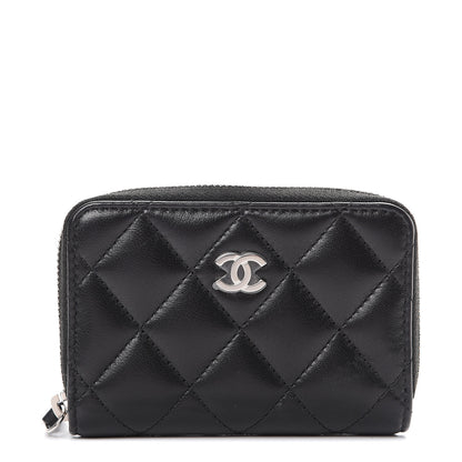 Chanel Lambskin Quilted Zip Coin Purse Black 1 of 8