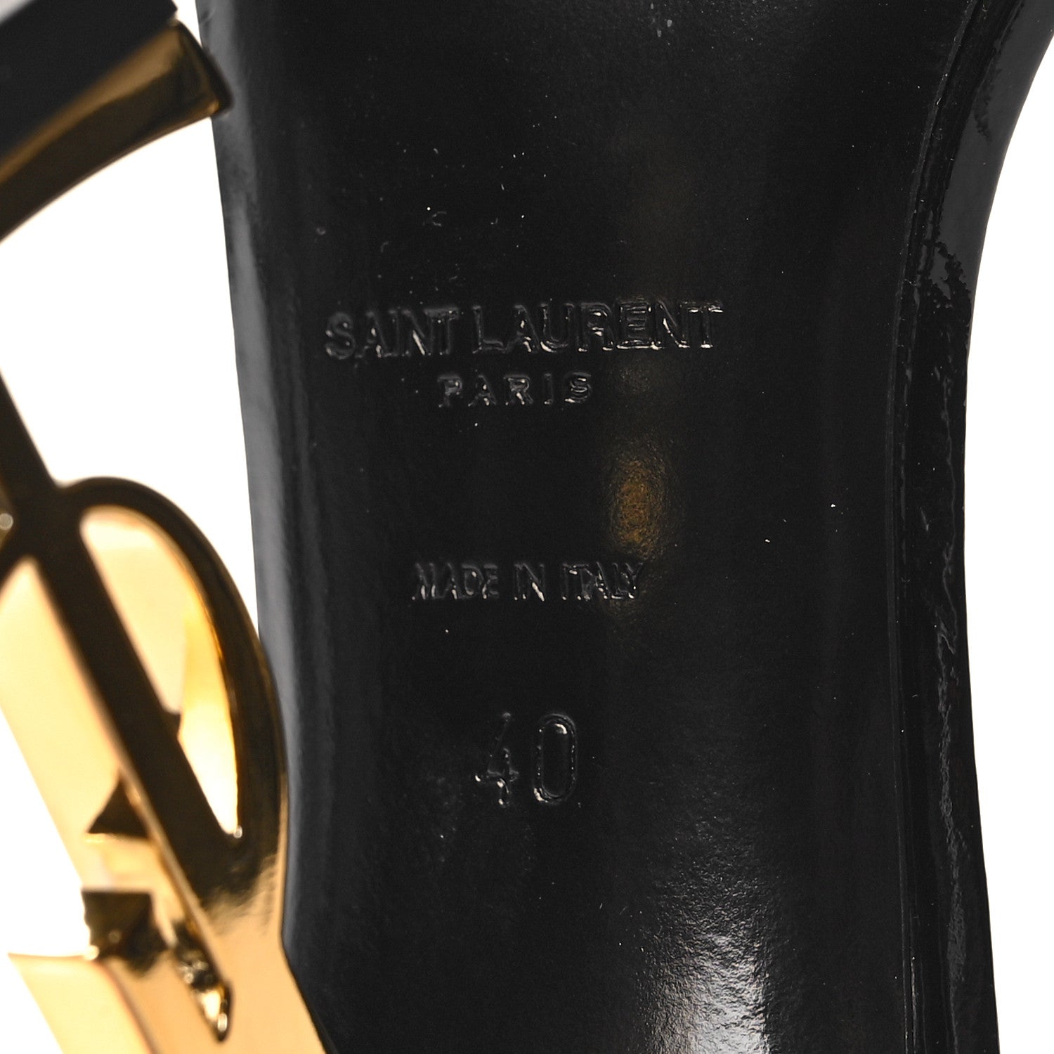 Saint Laurent Patent Calfskin Opyum 110 Sandals 40 Black Gold 7 of 8