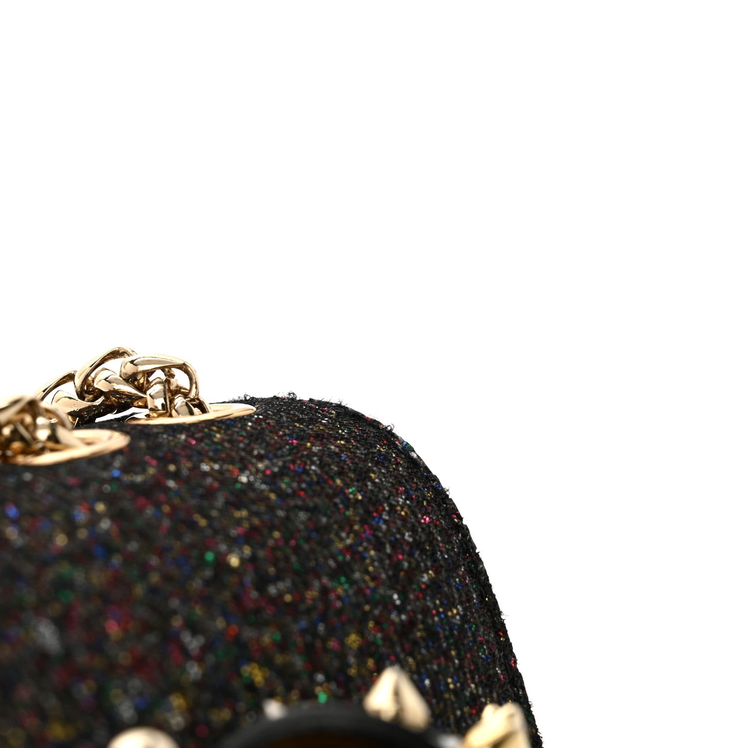 Christian Louboutin Glitter Calfskin Spikes Sweety Charity NV Crossbody Gold 10 of 11