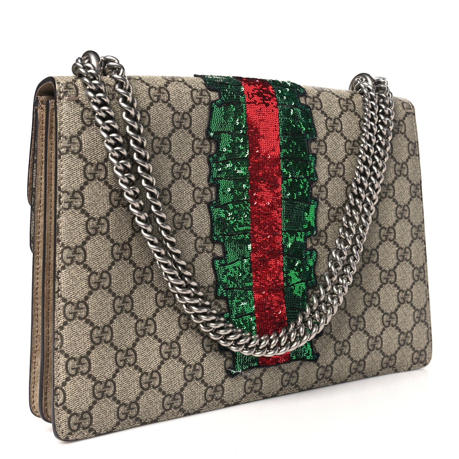 Gucci GG Supreme Monogram Embroidered Medium Dionysus Shoulder Bag Taupe 3 of 10