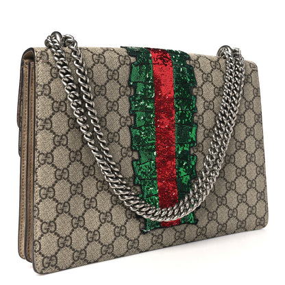 Gucci GG Supreme Monogram Embroidered Medium Dionysus Shoulder Bag Taupe 3 of 10
