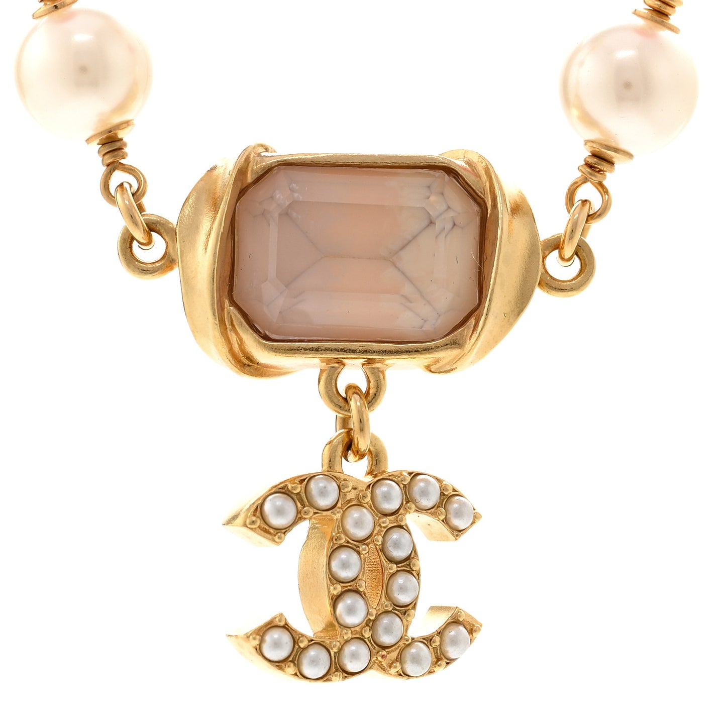 Crystal Pearl Bead CC Choker Gold Pink
