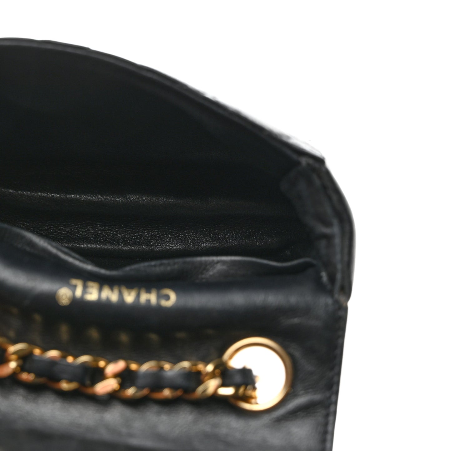 Lambskin Quilted Mini Flap Belt Bag Charm Black